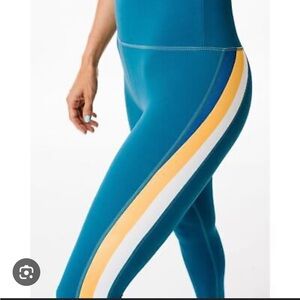 Zyia Janis Legging Active wear Side Stripe Yellow and Blue size 6/8